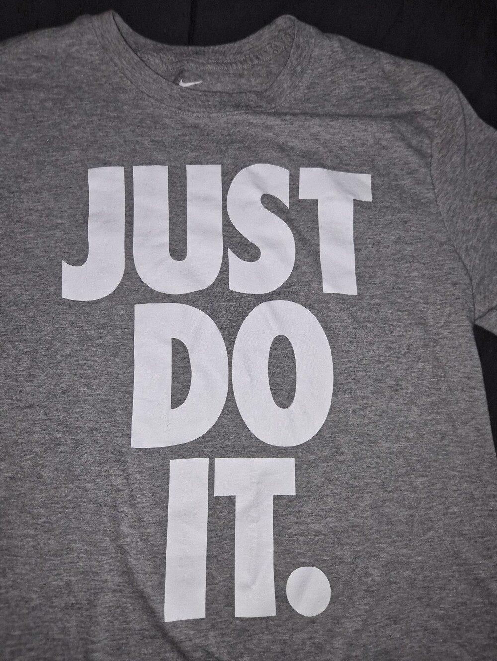 Nike Boys Gray Tee with White "JUST DO IT." Graphic Medium